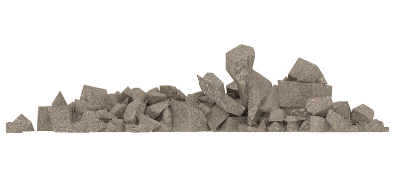 Concrete rock debris isolated transparent background 3d rendering PNG
