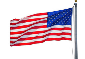 Obraz premium American flag waving proudly on a flagpole representing freedom and patriotism isolated on transparent background