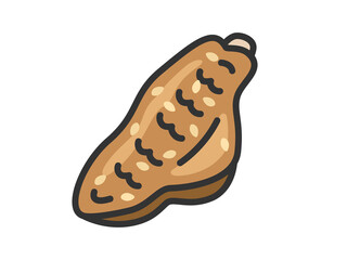 手羽中の唐揚げのアイコン（線画カラー）のイラスト