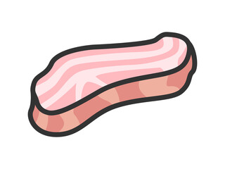 ブロックベーコンのアイコン（線画カラー）のイラスト
