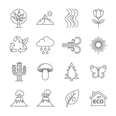  Ecology and Natural Environment Line Icons