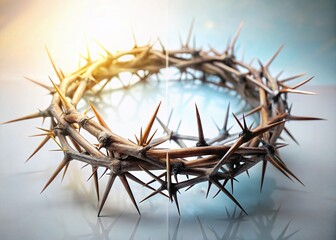 Fototapeta premium Crown of Thorns Double Exposure Stock Photo - Spiritual, Religious, Nature Image