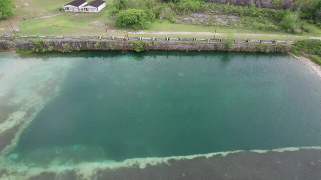 Aerial view of tranquil Las Aguas de Mois&eacute;s lagoon in Sucre, Venezuela