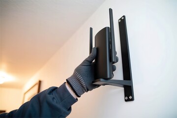 person install wifi router on wall mount