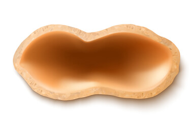 Peanut shell isolated on white background top view. Empty peanut shell. Realistic 3d vector illustration. Can be used as packaging design for high protein peanut butter