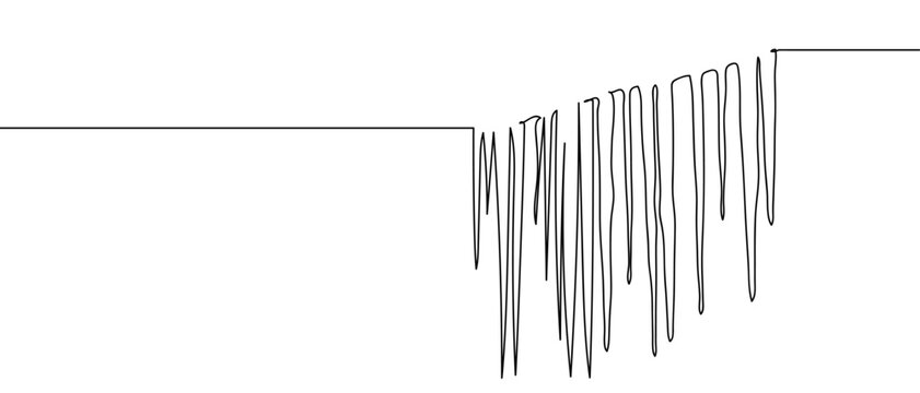 Ice spikes, continuous hand drawn line art on transparent background. One line continuous outline isolated vector illustration. Editable stroke