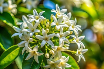 Day Blooming Jasmine Closeup, Invasive Florida Plant, White Flowers, Davie, Florida