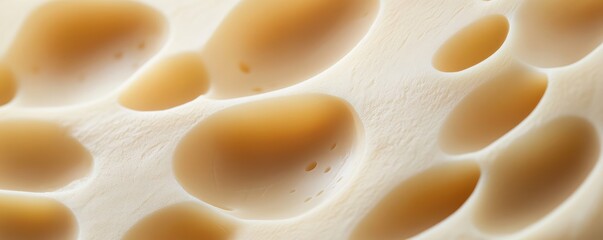 Fototapeta premium Displaying texture of Swiss cheese slices.