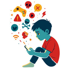 boy playing with a smart phone