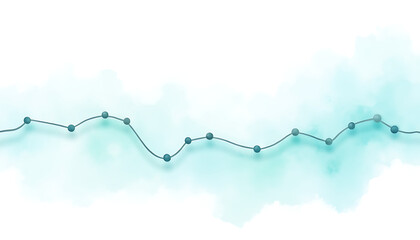 Wavy line with beads, isolated on white background