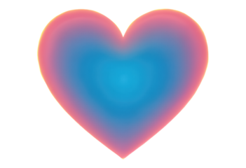 Glossy Pink Blue Heart on Transparent Background, 3D Realism Design Element