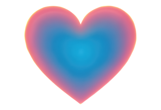 Glossy Pink Blue Heart on Transparent Background, 3D Realism Design Element - Powered by Adobe
