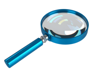 Discover hidden details with this sleek blue magnifying glass, perfect for investigation and detailed examination projects.