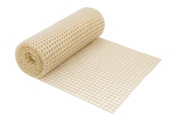 Beige non-slip rug pad roll with transparent background