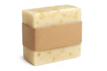 Handcrafted natural bar soap with kraft paper label