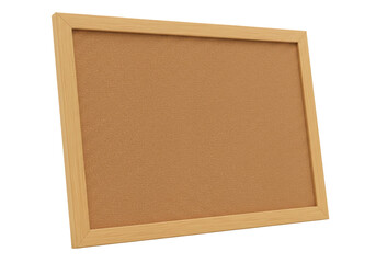 Isolated corkboard, a noticeboard with wooden frame for office notes and presentations