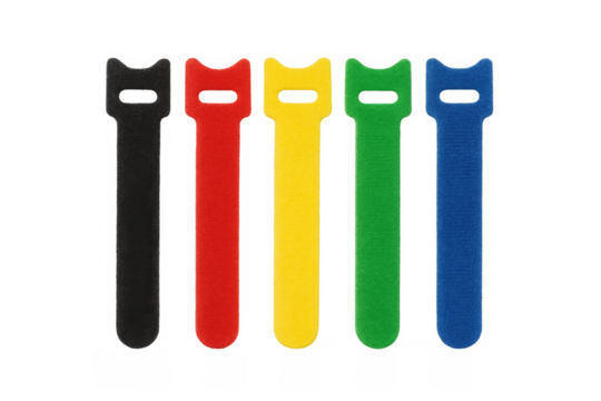 Colorful hook and loop straps for cable management