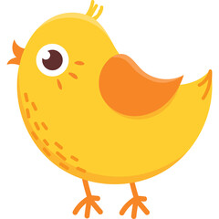 A Yellow Chick With Orange Wings Standing On Its Legs On A Transparent Background