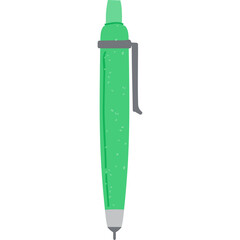 A Vibrant Green Mechanical Pencil with a Silver Clip Rests on a Clean White Background Ideal for Artistic or Stationery Concepts