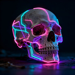 human skull with light