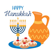 Traditional Hanukkah treats. traditional Israeli holiday baked goods on white background