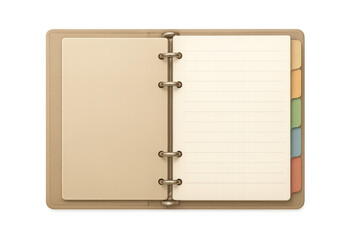 Open ring binder personal organizer with lined paper