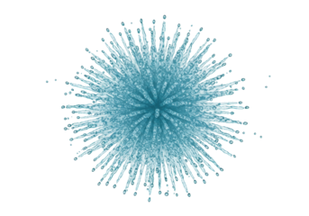 Isolated Turquoise Blue Splashes of Water Exploding Outward, Fluid Dynamic Effects, Bursting Pattern