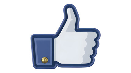 Vibrant blue Facebook 'like' icon with shiny gold button, conveying approval and positive engagement in digital communication.