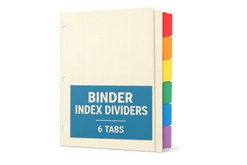 Binder index dividers with six rainbow tabs