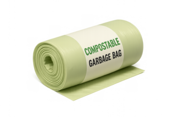 Compostable green garbage bag roll for recycling trash