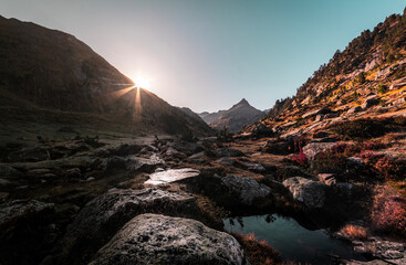 sunset in the mountains