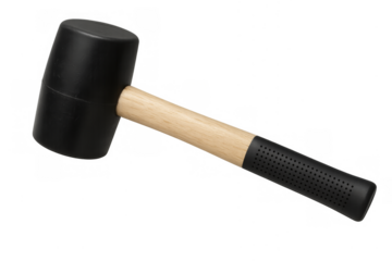 Rubber mallet with wooden handle and black head