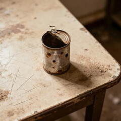old cans on the table