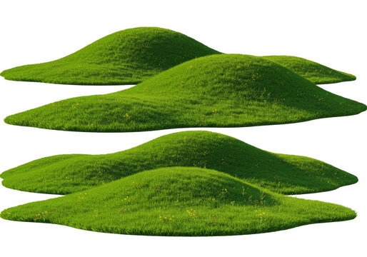 Isolated green grassy landscape, green fields, grassy hills on ground level, scenery - Powered by Adobe