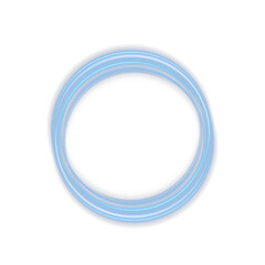 Blue neon luminous circle frame with sparkling swirl light. Futuristic magic ring with smooth motion and glowing particles for digital vector backgrounds.