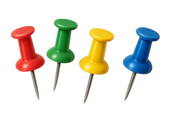 Colorful pushpins holding documents office supplies transparent background