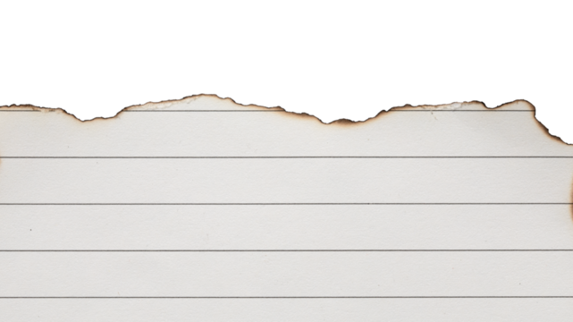 set of burn lined paper with burnt edges isolated on transparent background,note paper message office business tag sign frame,burn piece of paper