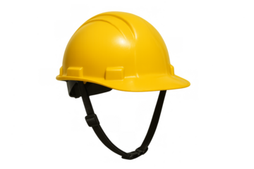 Yellow construction hard hat providing safety and protection