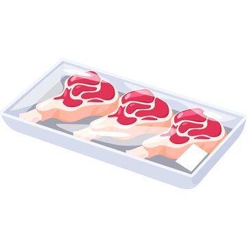 raw meat cuts on tray clip art preview