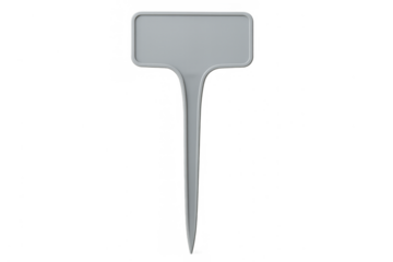 Blank white plastic plant label marker with transparent background