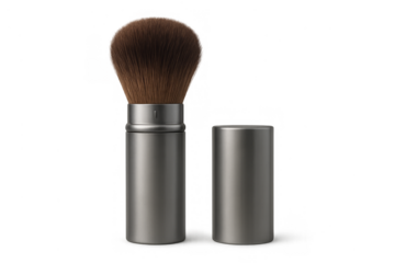 Retractable kabuki makeup brush and cap transparent background