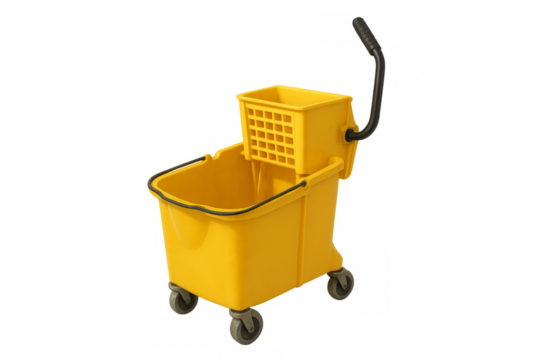 Yellow mop bucket wringer cart cleaning equipment