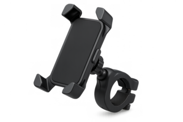 Black plastic bicycle phone holder for bike handlebar