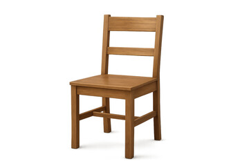 Fototapeta premium Wooden chair standing, simple classic design, natural timber furniture, isolated on transparent background
