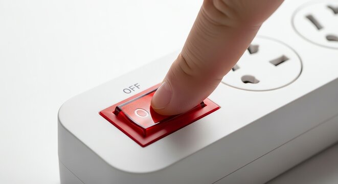 Finger switching off power strip