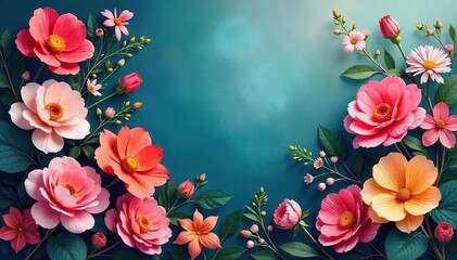 Lush Colorful Floral Backdrop Vibrant Blooms Perfect for Wedding Invitations, Websites & More