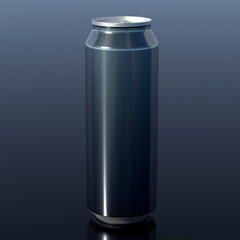 BLACK BIG CAN OF ENERGY DRINK, JUICE, SODA, BEER OR TONIC DRINK ON ISOLATED WHITE BACKGROUND