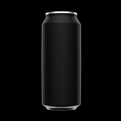 BLACK CAN OF ENERGY DRINK, JUICE, SODA, BEER OR TONIC DRINK ON ISOLATED WHITE BACKGROUND