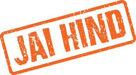 Patriotic Orange Grunge Stamp Design Declaring the Slogan Jai Hind for India