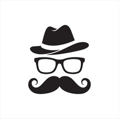 Gentleman with glasses and hat icon illustration
